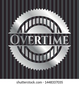 Overtime silvery badge. Vector Illustration. Mosaic.
