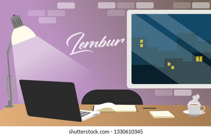 overtime at work desk until late at night
