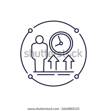 overtime work icon in line design