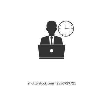 Overtime working icon. Vector illustration.