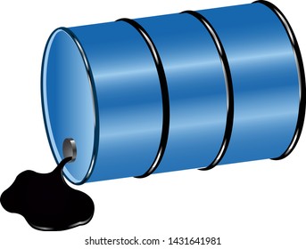 Overturned barrel of fuel. Vector image.