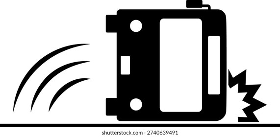 Overturned bus isolated vector silhouette icon