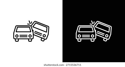 Überdrehtes Auto-Symbol im Liniendesign. Bearbeitbare Strichsymbole.