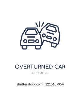 Overturned car icon. Overturned car linear symbol design from Insurance collection.