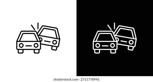 Contorno de icono de coche volcado. Vector aislado pictograma para el Web