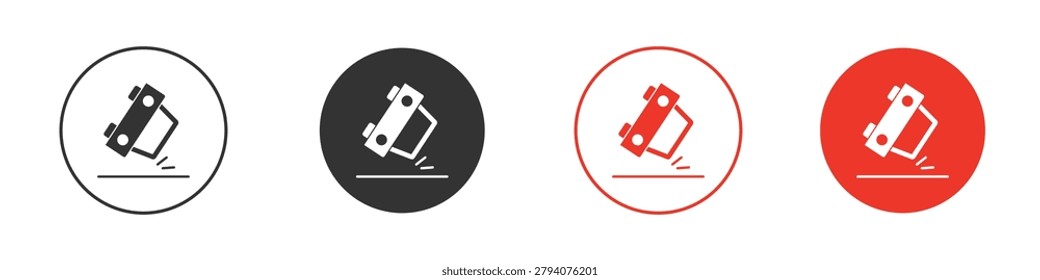 Overturned car icon set multiple style collection