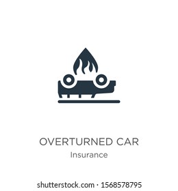 Overturned car icon vector. Trendy flat overturned car icon from insurance collection isolated on white background. Vector illustration can be used for web and mobile graphic design, logo, eps10