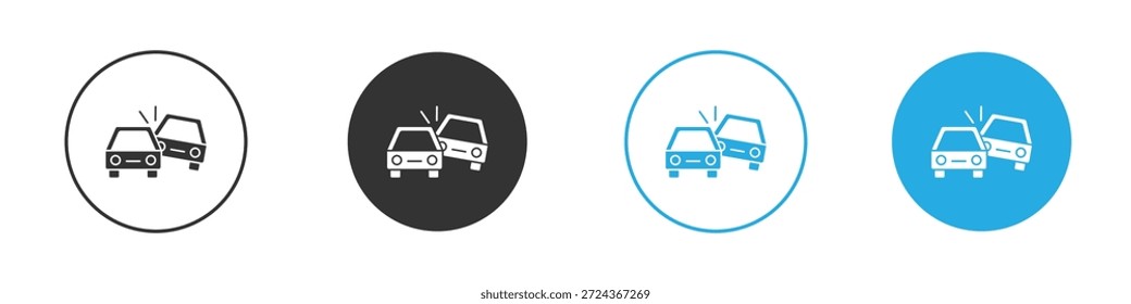 Elemento de diseño de iconos de coche volcado. Ilustración vectorial sobre fondo blanco.