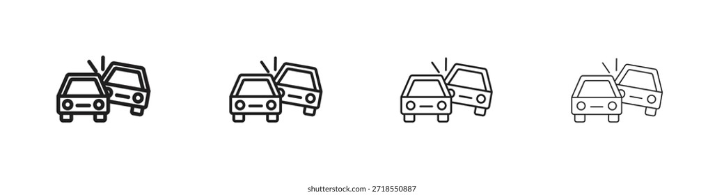 Umgekehrte Auto-Symbole, Satz von linearen Symbolen. Schwarze lineare Palmensymbole