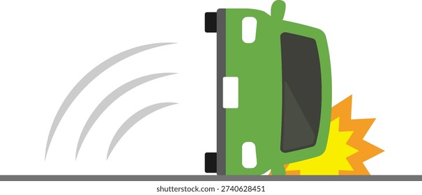 Overturned car isolated vector illustration