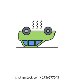 overturned car vector icon filled flat sign for mobile concept and web design car accident glyph