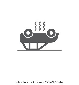 overturned car vector icon filled flat sign for mobile concept and web design car accident glyph