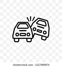 Overturned car vector linear icon isolated on transparent background, Overturned car transparency concept can be used for web and mobile