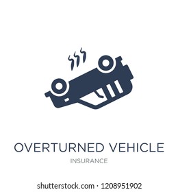 Overturned vehicle icon. Trendy flat vector Overturned vehicle icon on white background from Insurance collection, vector illustration can be use for web and mobile, eps10