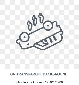 Overturned vehicle icon. Trendy flat vector Overturned vehicle icon on transparent background from Insurance collection. High quality filled Overturned vehicle symbol use for web and mobile