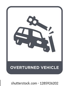 overturned vehicle icon vector on white background, overturned vehicle trendy filled icons from Insurance collection.