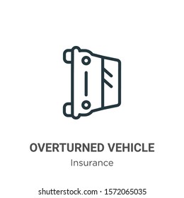 Overturned vehicle outline vector icon. Thin line black overturned vehicle icon, flat vector simple element illustration from editable insurance concept isolated on white background