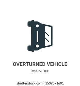 Overturned vehicle vector icon on white background. Flat vector overturned vehicle icon symbol sign from modern insurance collection for mobile concept and web apps design.