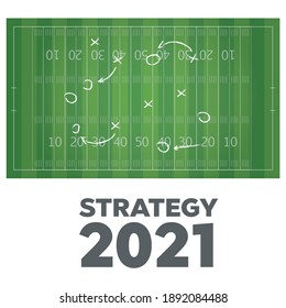 Vista general del fútbol americano. Plan de estrategia de fútbol o de fútbol