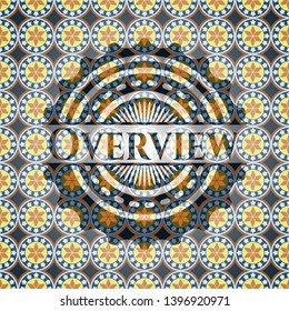 Overview arabic style emblem. Arabesque decoration.