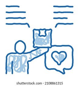 overview bought product sketch icon vector. Hand drawn blue doodle line art overview bought product sign. isolated symbol illustration