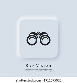 Overview Icon. Our Vision And Mission Logo. Binocular Icon. Zoom Icons. Business Goal Concept. Vector. UI Icon. Neumorphic UI UX White User Interface Web Button. Neumorphism