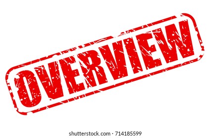 OVERVIEW red stamp text on white