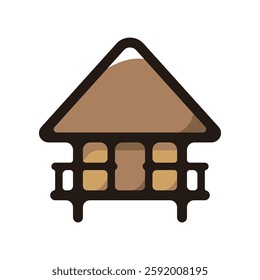 Overwater villa illustration icon.Simple vector outline, clipart for graphic design.