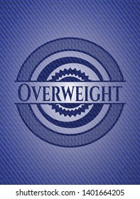 Overweight badge with denim texture. Vector Illustration. Detailed.