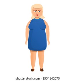 Overweight blonde woman icon. Cartoon of overweight blonde woman vector icon for web design isolated on white background