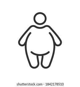 overweight ,body obesity, linear icon. Editable stroke