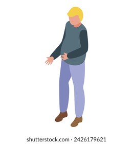 Overweight boy icon isometric vector. Fat disease. Passive problem