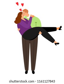 Overweight couple in love icon isolated on white background, vector illustration