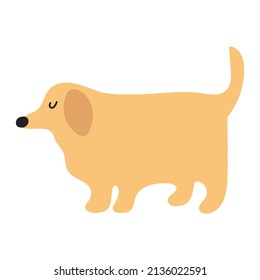 Overweight dog. Flat vector hand drawn illustration on white background.