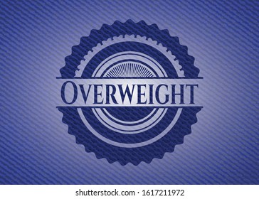 Overweight emblem with jean texture. Vector Illustration. Detailed.