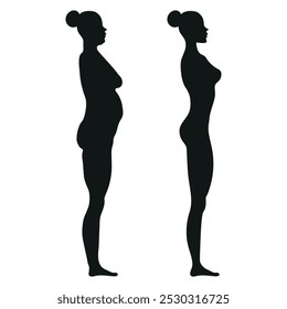 Overweight and fit woman's side	