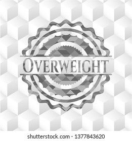 Overweight grey badge with geometric cube white background