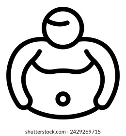 Vector de contorno de icono humano de sobrepeso. Forma corporal obesa. Acumulación excesiva de grasa