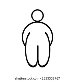 Overweight icon. Obese, fat figure  isolated on white background.
