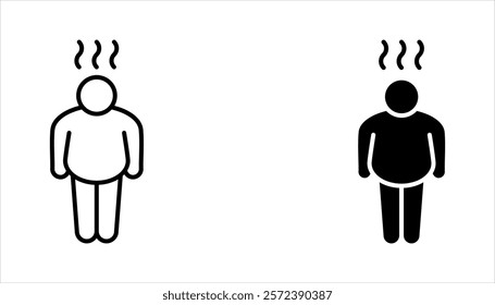 overweight icon set from other outline collection. obesity symbol. vector illustration on white background