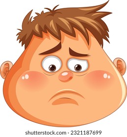 Overweight Man Head with Disappointed Face illustration
