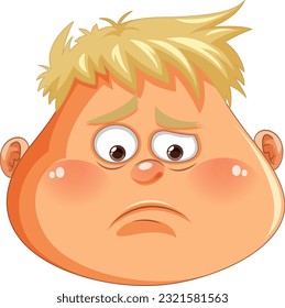 Cabeza de hombre con sobrepeso con ilustración de cara decepcionada