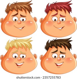 Overweight Man Head with Sneer Face Collection illustration