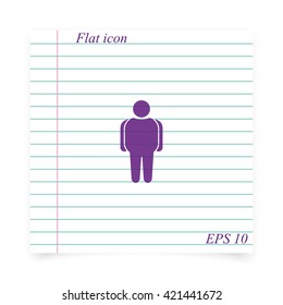 Overweight man icon. Flat illustration.