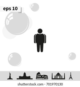 Overweight man icon. Flat illustration.