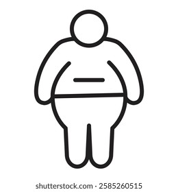 Overweight Man Icon Isolated flat vector in outline