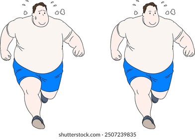 Overweight Man Running Outdoors illustration