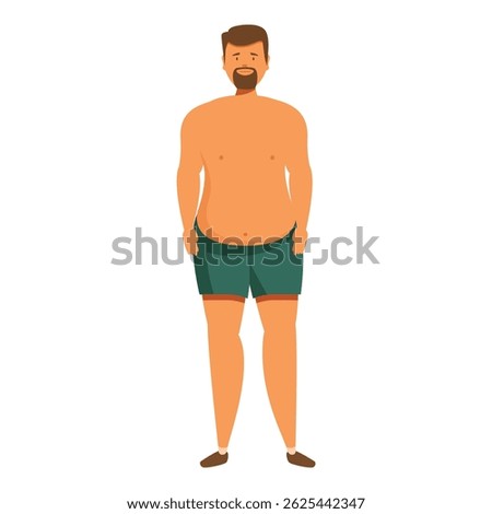 Overweight man is standing with hands in his pockets, showcasing the concept of obesity and unhealthy lifestyle
