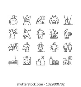 Overweight and obesity icon set, crafted at 64x64 with 2 stroke Grid for Web Graphics and Apps