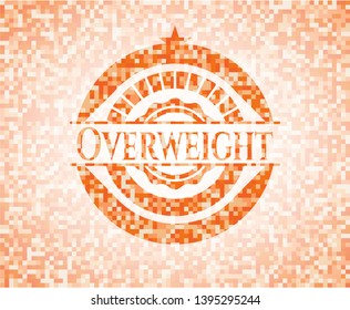 Overweight orange tile background illustration. Square geometric mosaic seamless pattern with emblem inside.